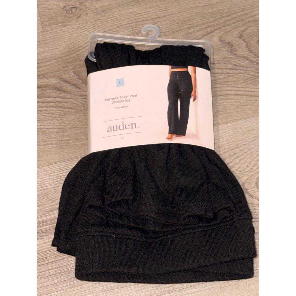 Auden Women’s Straight Leg Pointelle Boxer Pant Size Large‎ Black NEW in Package